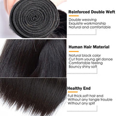 Bundles with Closure Silky Straight Brazilian Virgin Human Hair Weave Bundles 3+1 | SULMY.
