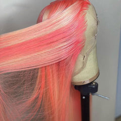 SULMY Blonde Hair With Pink Highlights Wigs 100% Human Hair