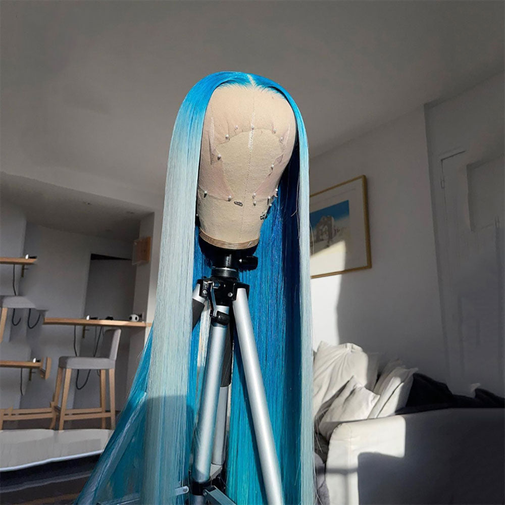 SULMY Blue Ombre Wig 100% Real Human Hair