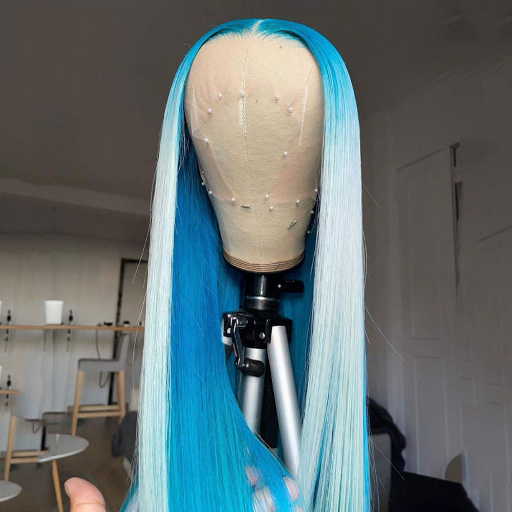 SULMY Blue Ombre Wig 100% Real Human Hair