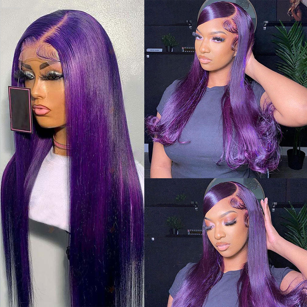 SULMY Dark Purple Human Hair Wig