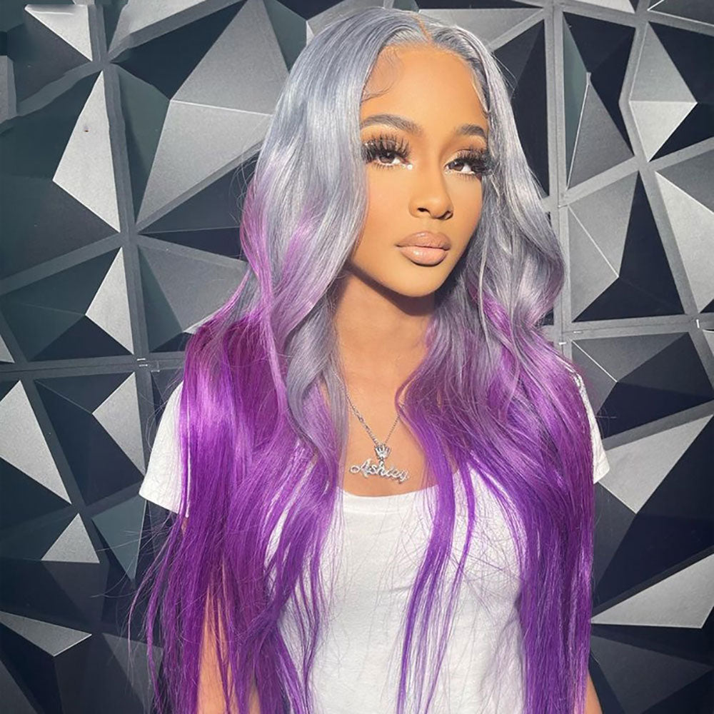 SULMY Grey With Purple Undertone 100% Human Hair Wigs