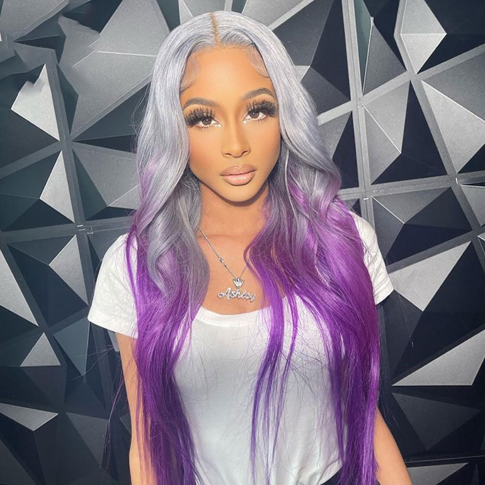 SULMY Grey With Purple Undertone 100% Human Hair Wigs