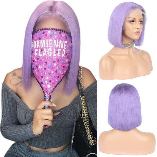Violet Bob Lace Front Wig Colored Short Human Hair Wigs -SULMY | SULMY.