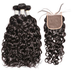Bundles with Closure Water Wave Brazilian Virgin Human Hair Weave Bundles 3+1 | SULMY.