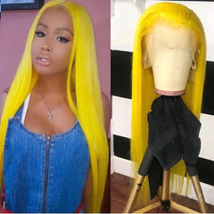 Yellow Wigs Human Hair Yellow Lace Front Colored Wig SULMY | SULMY.