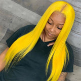 Yellow Wigs Human Hair Yellow Lace Front Colored Wig SULMY | SULMY.