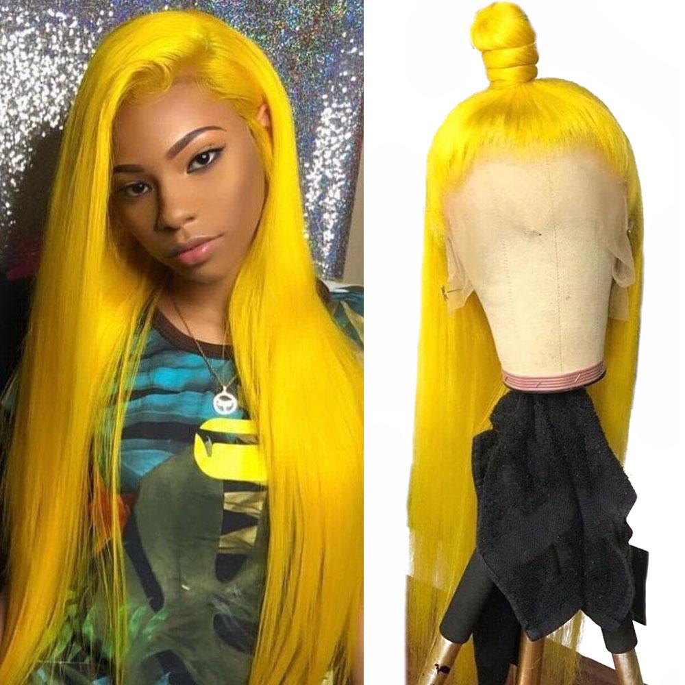 Yellow Wigs Human Hair Yellow Lace Front Colored Wig SULMY | SULMY.